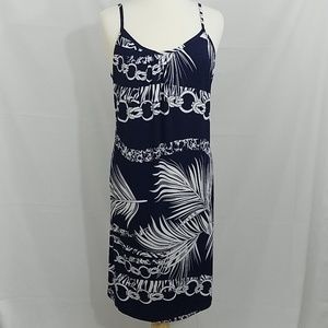Sun dress, navy/white 16w-18w